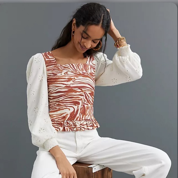 Anthropologie Tops - NWT Love The Label Anthropologie Puff Sleeve Blouse